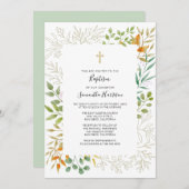 水彩秋葉男女兼用洗礼 招待状 (正面/裏面)