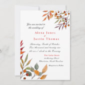 水彩秋葉 ウェディング アナウンスメント 案内状 (正面)