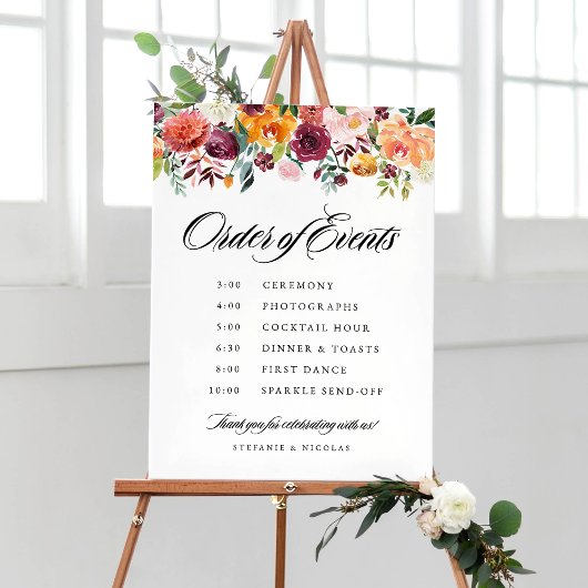 水彩秋開花イベント順結婚 ポスター