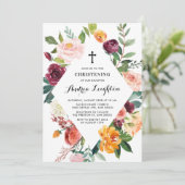 水彩秋開花フローラフレーム《キリスト教》洗礼式や命名式 招待状 (スタンド正面)