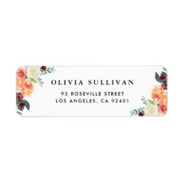 水彩秋開花フローラブーケ ラベル