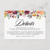 水彩秋開花フローラ結婚の詳細 エンクロージャーカード (正面)