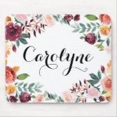 水彩秋開花フローラ パーソナライズされた マウスパッド (正面)