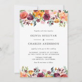 水彩秋開花フローラ 招待状 (正面)