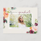 水彩秋開花写真卒業 インビテーションポストカード (正面)