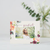 水彩秋開花写真卒業 インビテーションポストカード (スタンド正面)