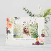 水彩秋開花写真卒業 招待状 (スタンド正面)