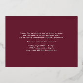 水彩秋開花写真卒業 箔招待状 (裏面)