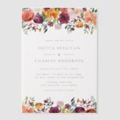 水彩秋開花植物学秋の結婚式 ベラム紙招待状 (正面)