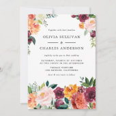 水彩秋開花植物学秋の結婚式 招待状 (正面)