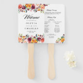 水彩秋開花秋の結婚式プログラム ハンドファン (正面&裏面)