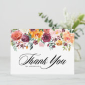 水彩秋開花秋の結婚式 サンキューカード (スタンド正面)