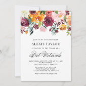 水彩秋開花秋バルミツワー 招待状 (正面)