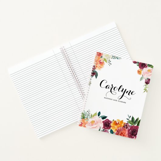 水彩秋開花 パーソナライズされた ノートブック (内部)