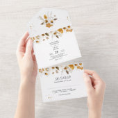 水彩秋黄白色花卉一体式设计 オールインワン招待状 (貼ってはがせる)