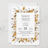 水彩秋黄白色花卉边框 招待状 (正面)