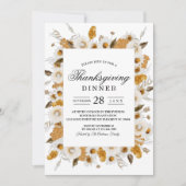 水彩秋黄白色花卉边框 招待状 (正面)