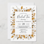 水彩秋黄白花卉边框 招待状 (正面)