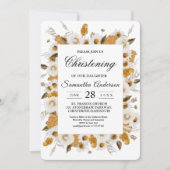 水彩秋黄色&白色花卉边框 招待状 (正面)