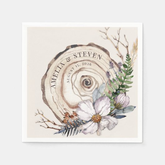 水彩秋 |ウッドラ結婚ンド スタンダードカクテルナプキン (正面)