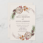 水彩秋 |ウッドラ結婚ンド 招待状 (正面/裏面)