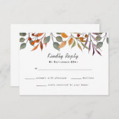 水彩秋/秋紅葉ウェディングRSVPカード 出欠カード (正面/裏面)