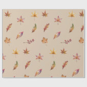水彩秋、紅葉、果実 ラッピングペーパー (フラット)