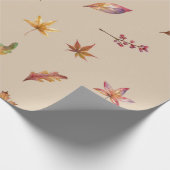 水彩秋、紅葉、果実 ラッピングペーパー (角)