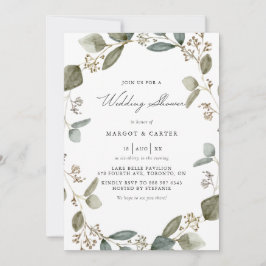 水彩種ユーカリリースウェディングシャワー 招待状