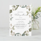 水彩種ユーカリリースウェディングシャワー 招待状 (スタンド正面)