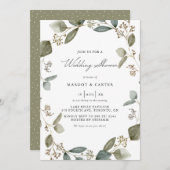 水彩種ユーカリリースウェディングシャワー 招待状 (正面/裏面)