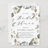 水彩種ユーカリリースブライダルシャワー 招待状 (正面)