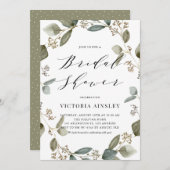 水彩種ユーカリリースブライダルシャワー 招待状 (正面/裏面)