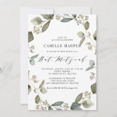 水彩種付きユーカリのリース バット・ミツバ祭りの招待状 招待状 (正面)