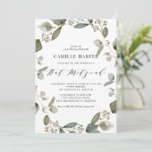 水彩種付きユーカリのリース バット・ミツバ祭りの招待状 招待状 (スタンド正面)