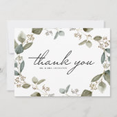 水彩種付きユーカリのリース 結婚式の感謝 サンキューカード (正面)