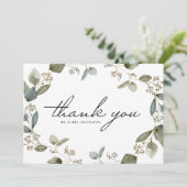 水彩種付きユーカリのリース 結婚式の感謝 サンキューカード (スタンド正面)