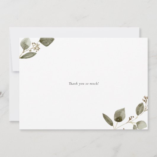 水彩種付きユーカリのリース 結婚式の感謝 サンキューカード (裏面)
