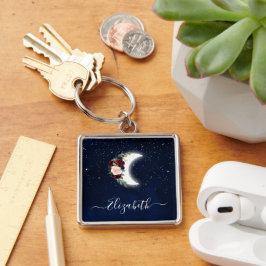 水彩空の天空フローラ月星 キーホルダー