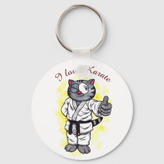 水彩空手子天が立って微笑む キーホルダー (正面)