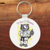 水彩空手子天が立って微笑む キーホルダー (正面)