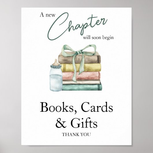 水彩章ベビーシャワー書籍カード&ギフト ポスター (正面)