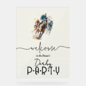 水彩競走馬ジョッキーダービーウェルカム アクリルサイン (正面)