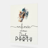 水彩競走馬ジョッキーダービーウェルカム アクリルサイン (傾斜)