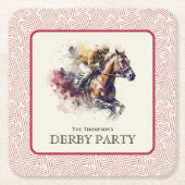 水彩競走馬ダービーレッド スクエアペーパーコースター (正面)