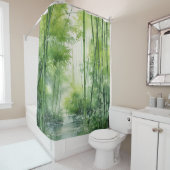 水彩竹日本の林 シャワーカーテン (インサイチュ)