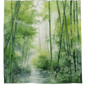 水彩竹日本の林 シャワーカーテン (正面)