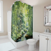 水彩竹日本の林 シャワーカーテン (インサイチュ)