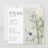 水彩竹月と鶴の鳥 (正面)