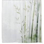 水彩竹林の隠れ家 和風スタイル シャワーカーテン (正面)